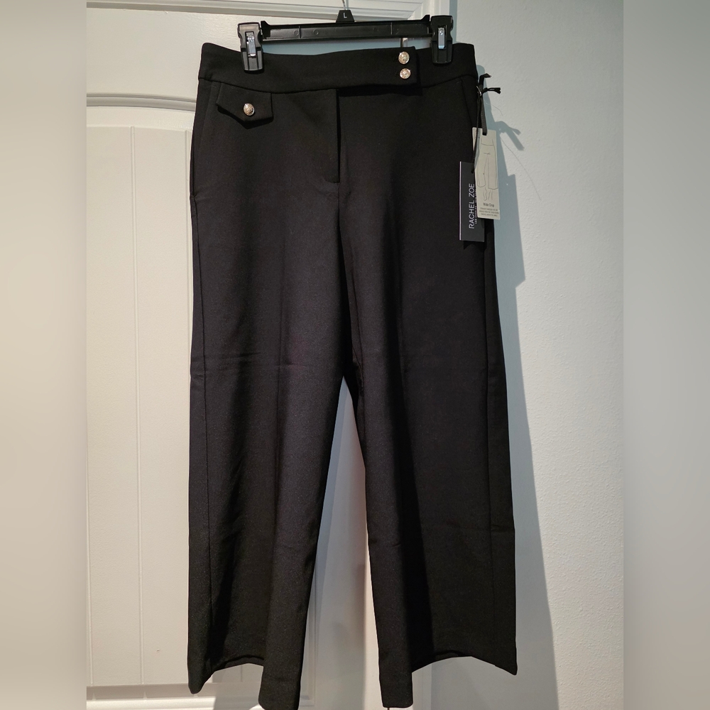 Rachel Zoe High-Rise Black Wide Leg Crop Pants Size 6
